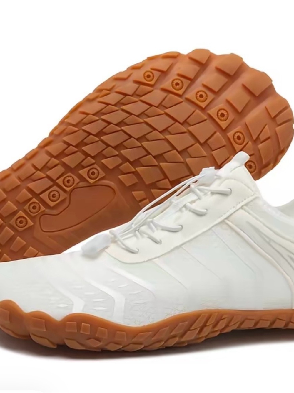 Women’s/Men’s White Comfortable Minimalist Trainer with Gum Sole